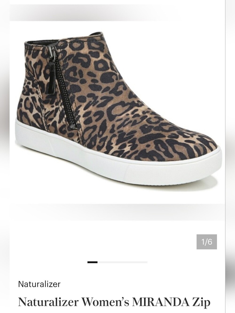 Naturalizer Leopard Print Zip-Front Women's Ankle Sneaker - Brown/Black